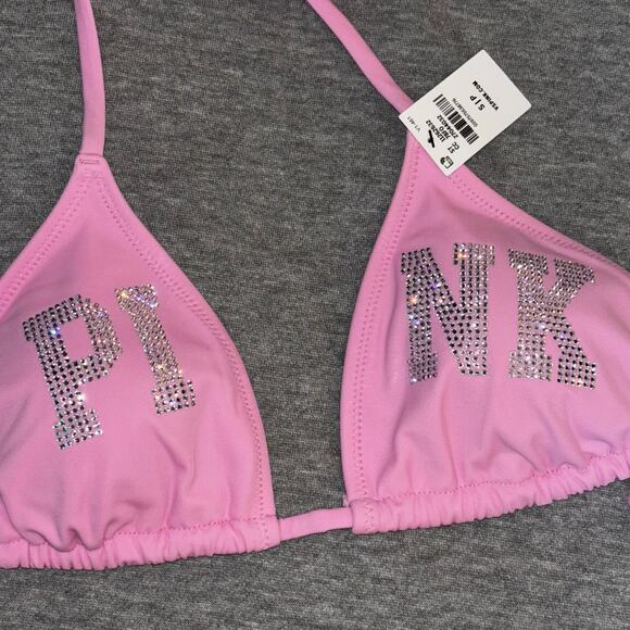 VS PINK Limited Edition Pink Lollipop Rhinestone Bling String Bikini Top - SM - Picture 4 of 8
